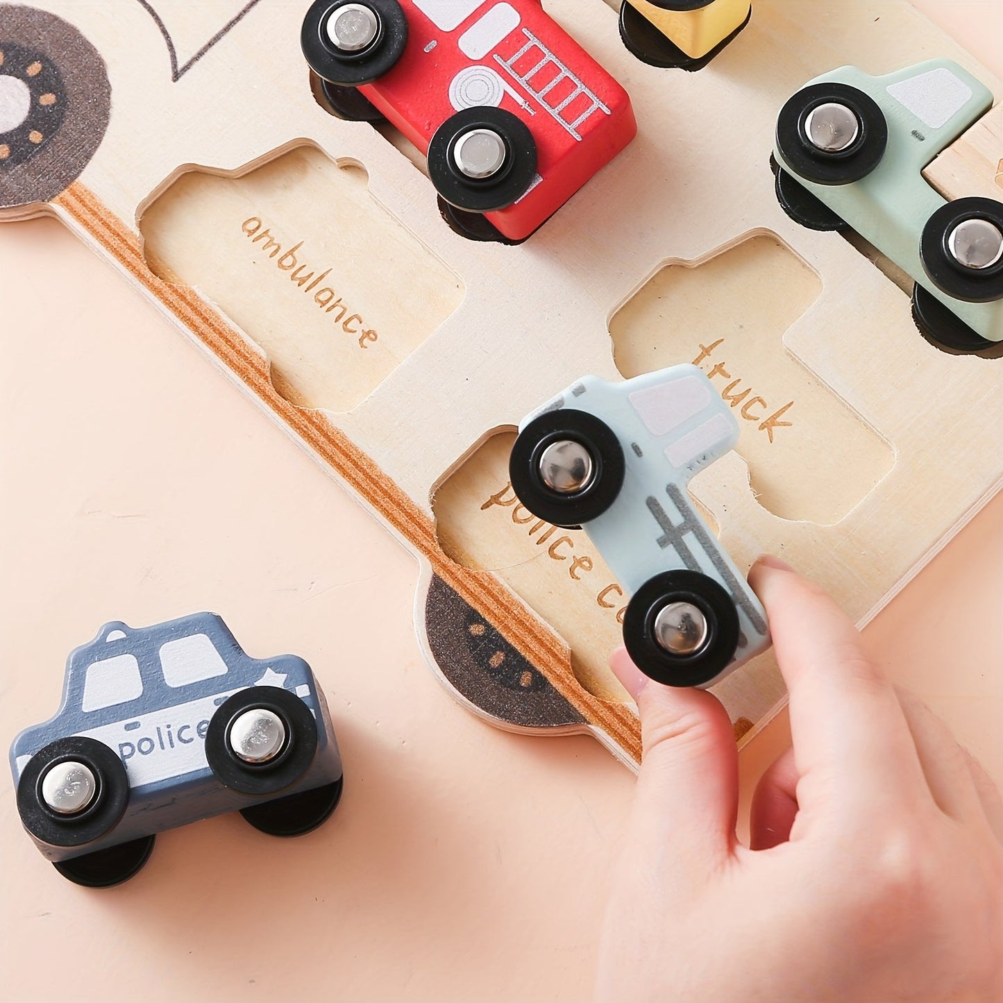 Montessori Wooden Vehicle Puzzle Set