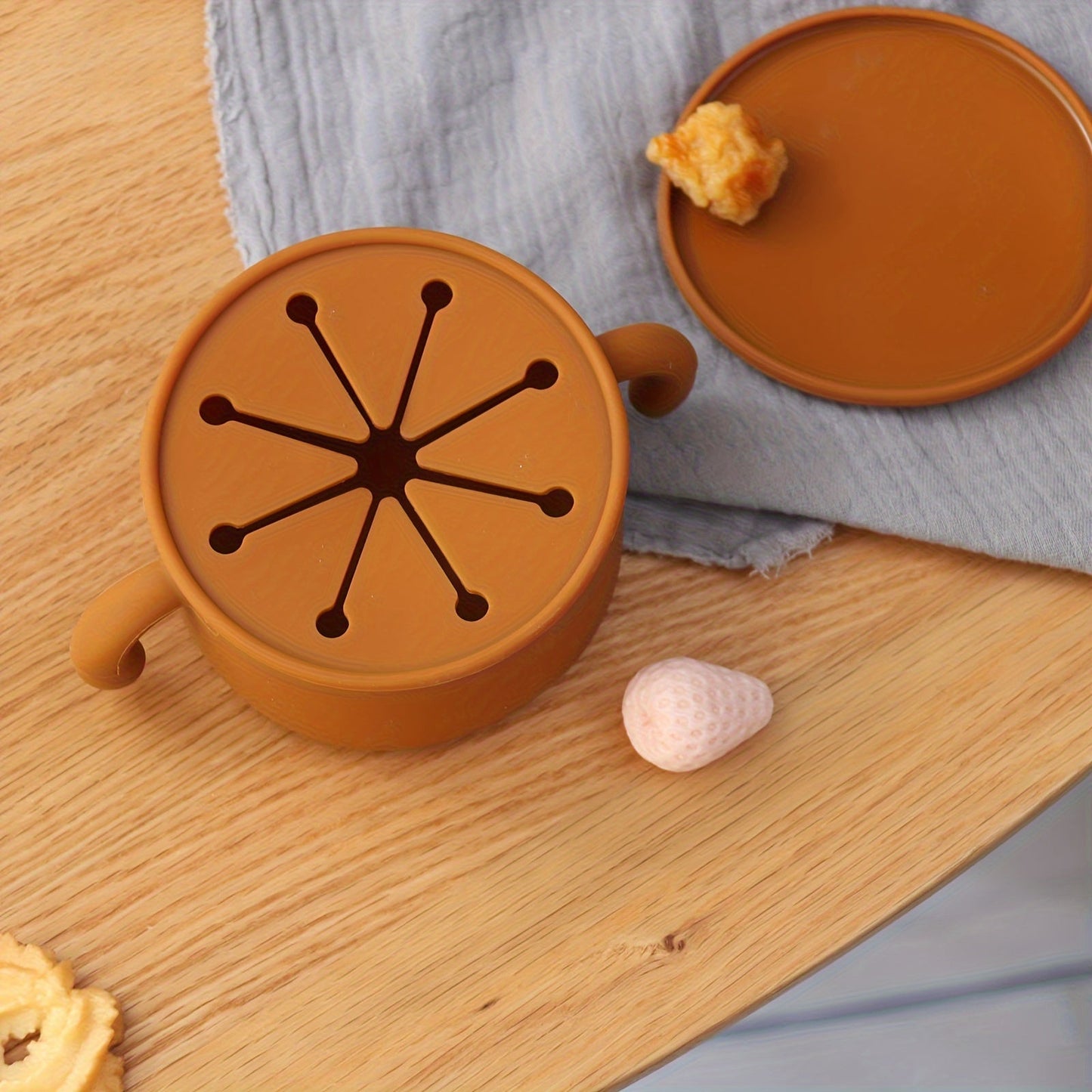 Dimpley GrabBowl™ – No-Spill Silicone Snack Cup with Lid