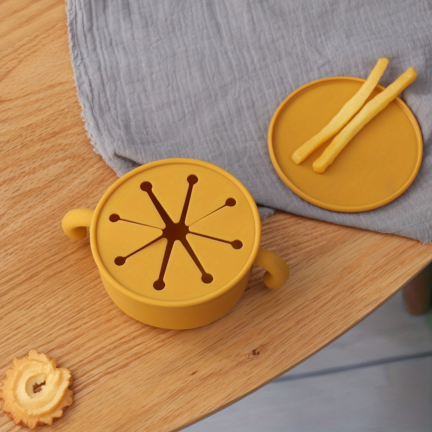 Dimpley GrabBowl™ – No-Spill Silicone Snack Cup with Lid