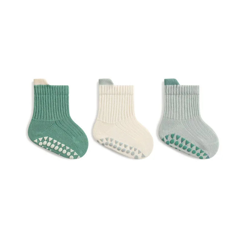 SnuggleSteps Cotton Grip Socks – 3-Pack for Babies & Toddlers