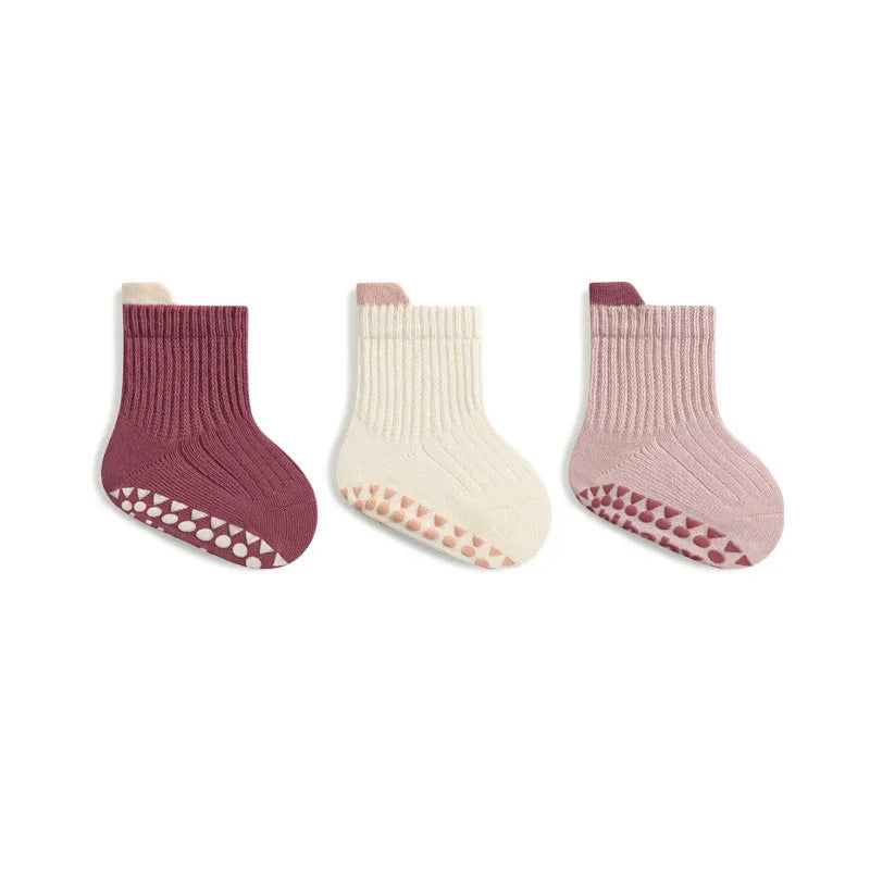 SnuggleSteps Cotton Grip Socks – 3-Pack for Babies & Toddlers