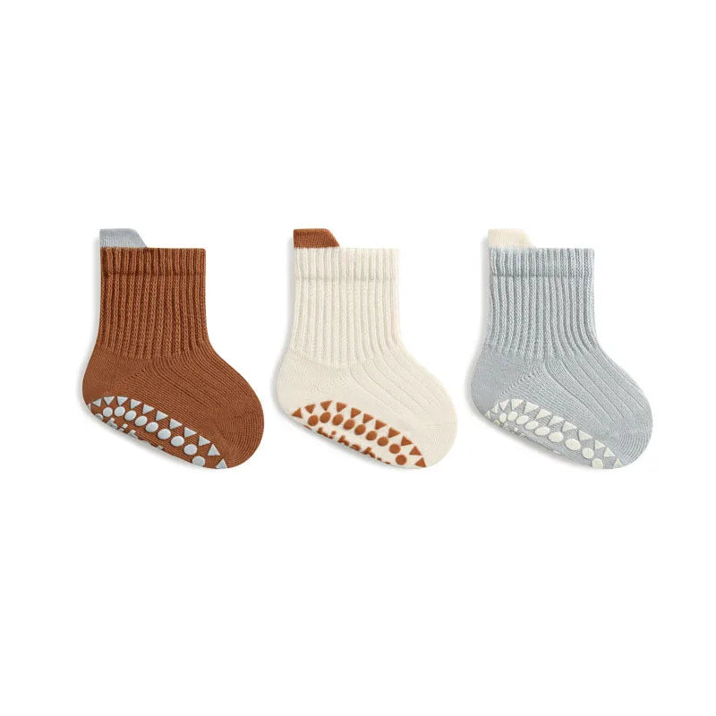 SnuggleSteps Cotton Grip Socks – 3-Pack for Babies & Toddlers