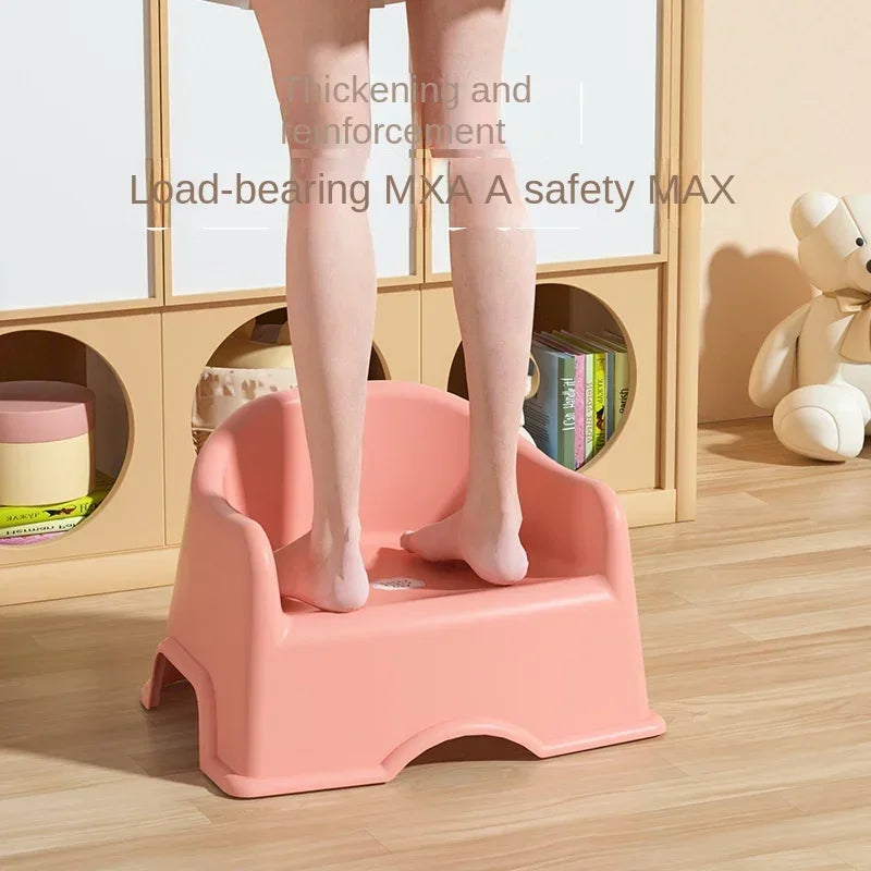 Children’s Plastic Stool with Backrest – Thickened Baby Chair