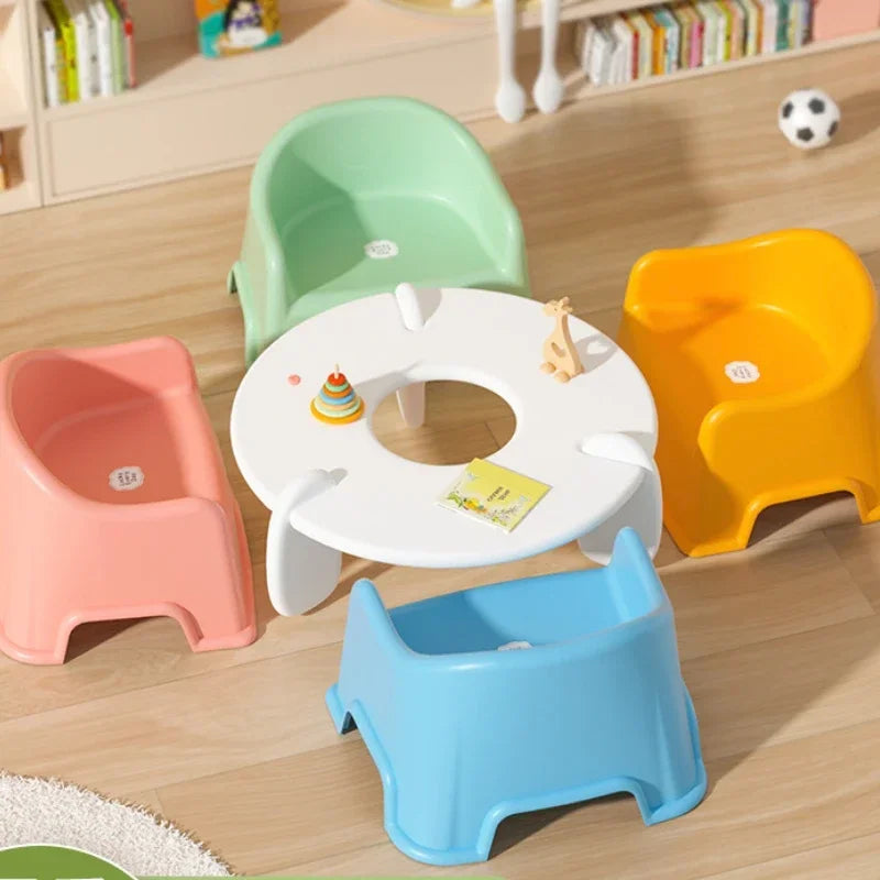 Children’s Plastic Stool with Backrest – Thickened Baby Chair