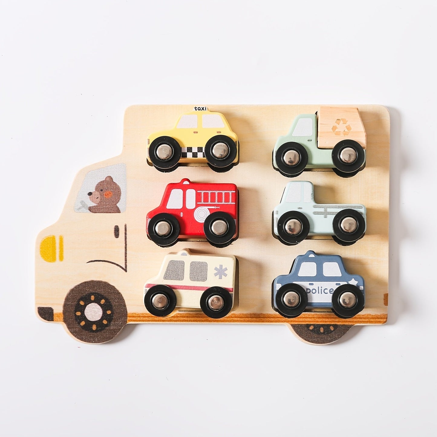 Montessori Wooden Vehicle Puzzle Set