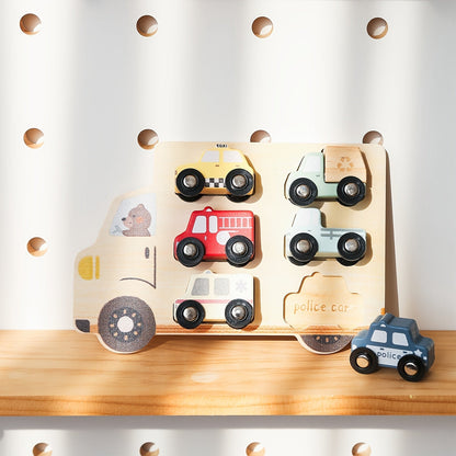 Montessori Wooden Vehicle Puzzle Set