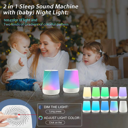 DreamGlow™ White Noise Machine – Soothing Sounds & Night Light Magic